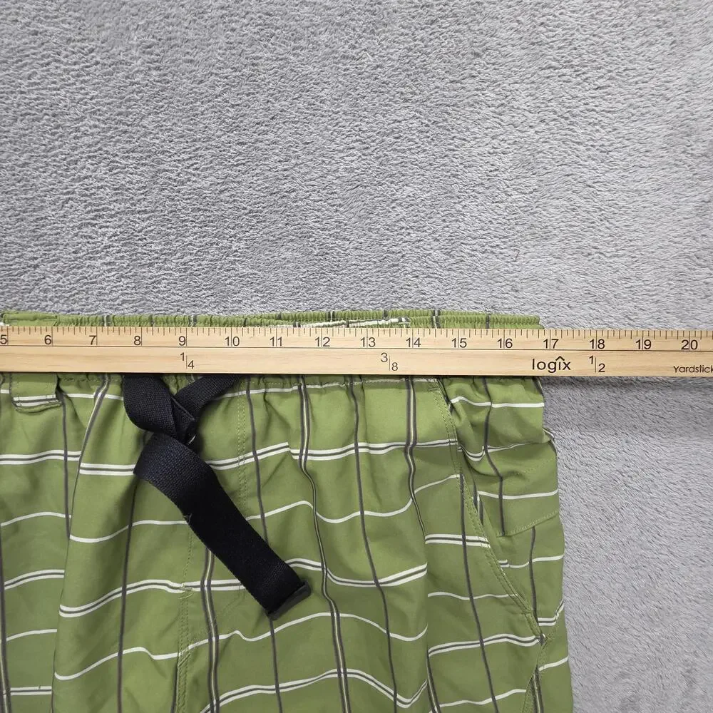 The North Face Swim Shorts Mens M Green Check Lined Built-In Brief Pockets